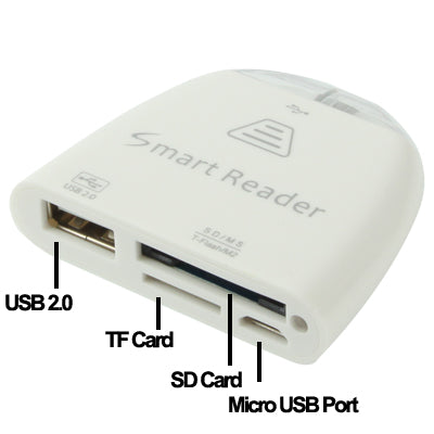 Micro USB Smart Card Reader for Galaxy S III /i9300 ,Galaxy Note /i9220 ,Galaxy Note 2 /N7100 , Galaxy S II /i9100 /  Galaxy S IV / i9500 Epic Touch 4G(White)