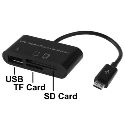 USB 2.0 OTG Card Reader Connection Kit for Galaxy S IV / i9500 Galaxy S III / i9300 / Galaxy Note / i9220 / Galaxy S II / i9100, Support SD / TF Card(Black)