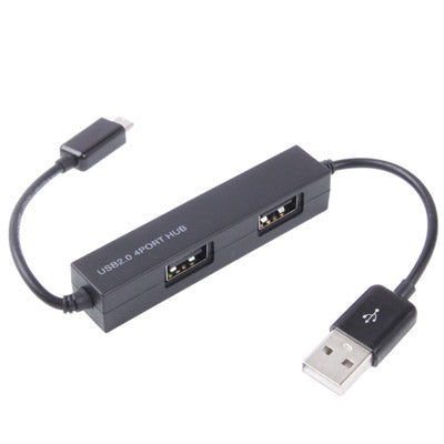 High Speed 4-Port USB 2.0 HUB / SYNC Cable, For Samsung S6 / HTC / Sony / LG / Nokia and Other Micro USB Port Mobile Device(Black)
