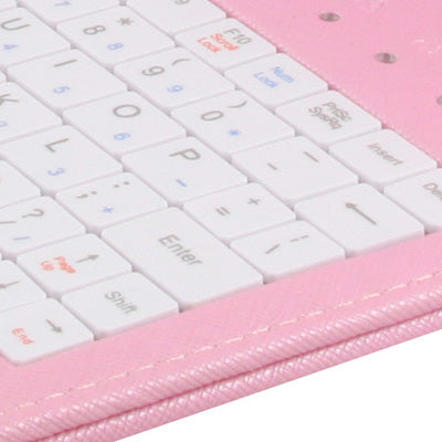 Universal Adjustable Leather Tablet Case with USB 2.0 Hard Key Keyboard, Suitable for 7.0 inch Tablet PC (Such as S-WMC-1733, S-WMC-1727, S-WMC-1654, S-WMC-1631, S-WMC-1550 etc.), Pink(Pink)