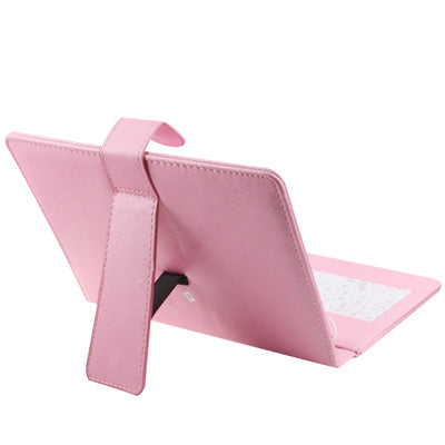 Universal Adjustable Leather Tablet Case with USB 2.0 Hard Key Keyboard, Suitable for 7.0 inch Tablet PC (Such as S-WMC-1733, S-WMC-1727, S-WMC-1654, S-WMC-1631, S-WMC-1550 etc.), Pink(Pink)