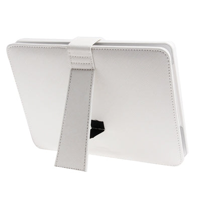 8 inch Universal Tablet PC Leather Tablet Case with USB Plastic Keyboard / Holder(White)
