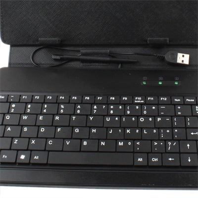 9.7 inch Universal Tablet PC Leather Tablet Case with USB Plastic Keyboard(Black)