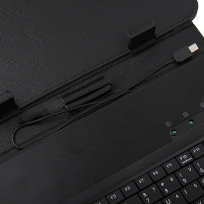 8 inch Universal Tablet PC Leather Tablet Case with Mini USB Plastic Keyboard / Holder(Black)