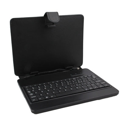 9.7 inch Universal Tablet PC Leather Tablet Case with Mini USB Plastic Keyboard / Holder(Black)