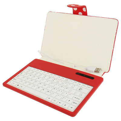 Universal Dot Pattern 3M Sticker Leather Tablet Case with USB 2.0 Silicone Keyboard, Suitable for 4.3~7.9 inch Tablet PC (Such as S-WMC-1645, S-WMC-1630, S-WMC-1622, S-WMC-1616, S-WMC-1606 etc.), Red(Red)