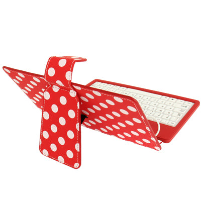 Universal Dot Pattern 3M Sticker Leather Tablet Case with USB 2.0 Silicone Keyboard, Suitable for 4.3~7.9 inch Tablet PC (Such as S-WMC-1645, S-WMC-1630, S-WMC-1622, S-WMC-1616, S-WMC-1606 etc.), Red(Red)