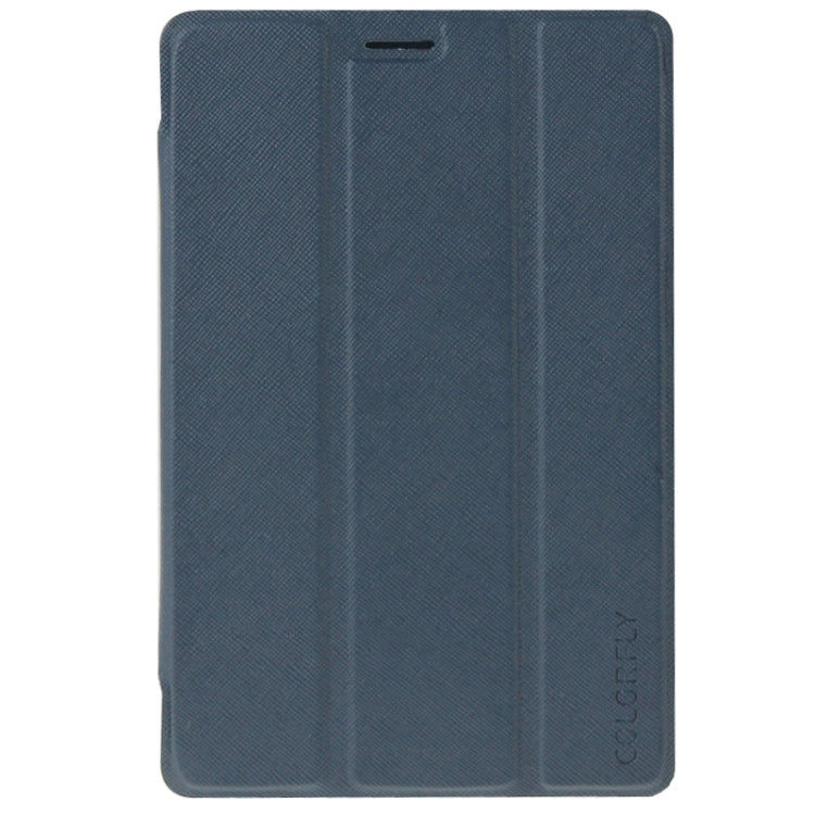 Cross Texture Thin Leather Case with Holder for Colorfly G708 Octa-core (S-WMC-1896)(Dark Blue)