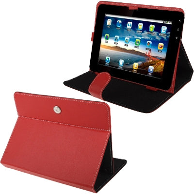 Universal Litchi Texture Button Leather Case with Holder for 8.0 inch Tablet PC(Red)