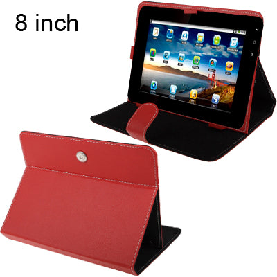 Universal Litchi Texture Button Leather Case with Holder for 8.0 inch Tablet PC(Red)