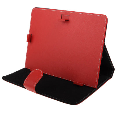 Universal Litchi Texture Button Leather Case with Holder for 8.0 inch Tablet PC(Red)