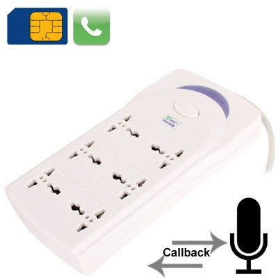 6 Way Universal Interface Power Extension Socket Style Audio Monitor with Automatic Callback, SIM Card Network: 850 / 900 / 1800 / 900MHZ (AU + EU Plug)(White)