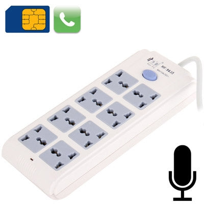 8 Way Universal Interface Power Extension Socket Style Audio Monitor, SIM Card Network: 850 / 900 / 1800 / 900MHZ (AU + EU Plug)(White)