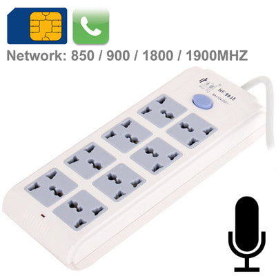 8 Way Universal Interface Power Extension Socket Style Audio Monitor, SIM Card Network: 850 / 900 / 1800 / 900MHZ (AU + EU Plug)(White)