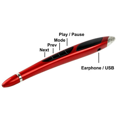 Multi-Function Digital Voice Recorder Pen MP3 Player with 4GB Memory & LED Display Screen, Built-in Rechargeable Battery(Red)
