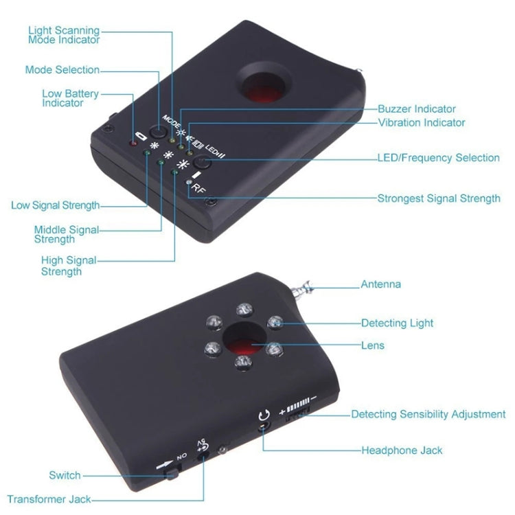 RF / Lens Detector, Digital Signals of GSM / WIFI / Bluetooth / FM / VHF / UHF /Wireless Audio Video Transmission(Black)