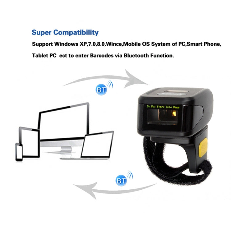MJ-R30 Portable 1D Wearable Ring Mini Bluetooth Barcode Scanner, Compatible with Android & iOS