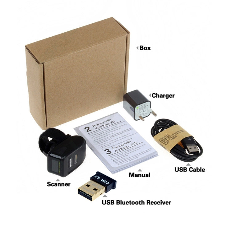 MJ-R30 Portable 1D Wearable Ring Mini Bluetooth Barcode Scanner, Compatible with Android & iOS