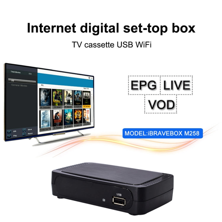 iBRAVEBOX M258 Digital Satellite Set-top Box, H.265+DDR3/2G, Support Xtream & Stalker