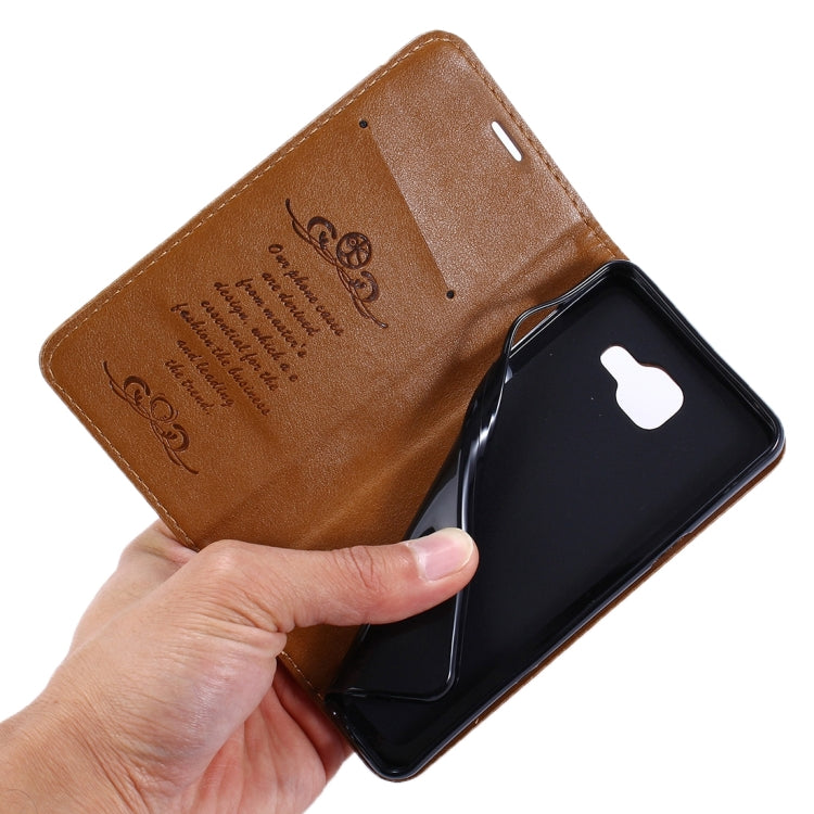 For Galaxy A7(2016) / A710 Lambskin Texture Horizontal Flip Magnetic Leather Case with Holder and Card Slot