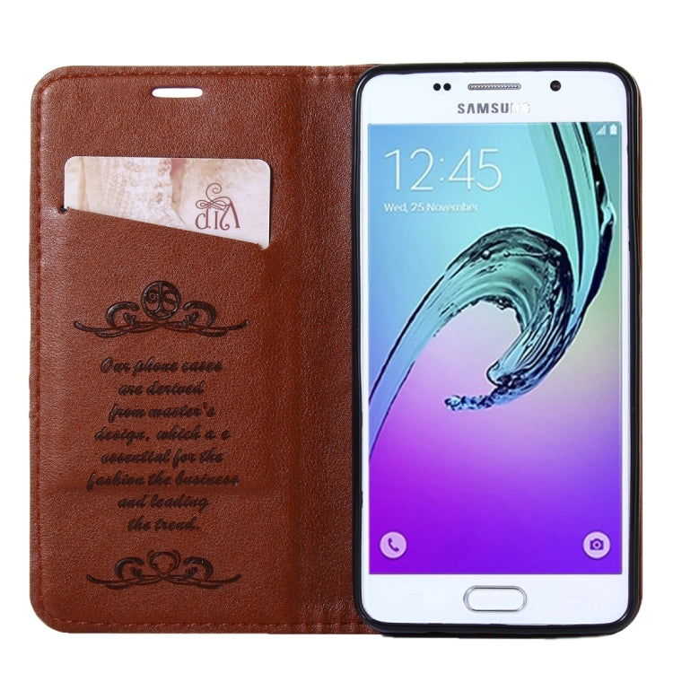 For Galaxy A3(2016) / A310 Lambskin Texture Horizontal Flip Magnetic Leather Case with Holder and Card Slot
