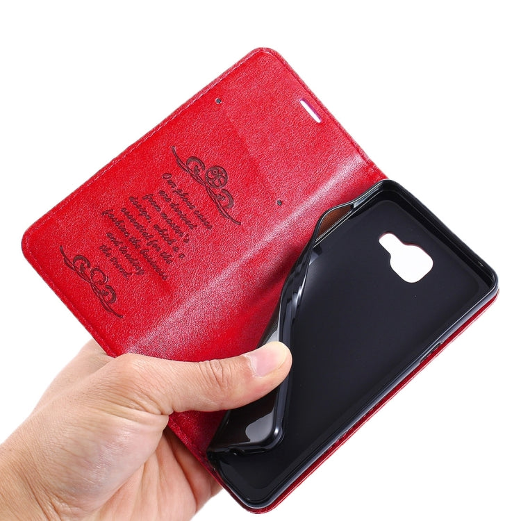 For Galaxy A3(2016) / A310 Lambskin Texture Horizontal Flip Magnetic Leather Case with Holder and Card Slot