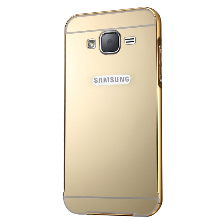 For Galaxy J2 (2016) / J200F / J200G Fashionable Electroplating PC Push Pull Back Shell Cover + Metal Bumper Frame