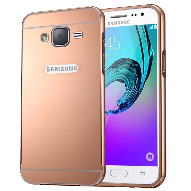 For Galaxy J2 (2016) / J200F / J200G Fashionable Electroplating PC Push Pull Back Shell Cover + Metal Bumper Frame