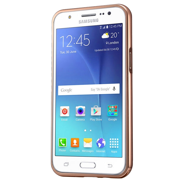 For Galaxy J5 (2016) / J510 Fashionable Electroplating PC Push Pull Back Shell Cover + Metal Bumper Frame