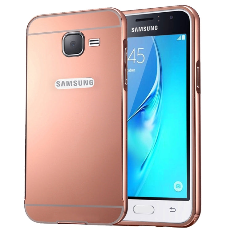 For Galaxy J1 Mini / J105 Fashionable Electroplating PC Push Pull Back Shell Cover + Metal Bumper Frame