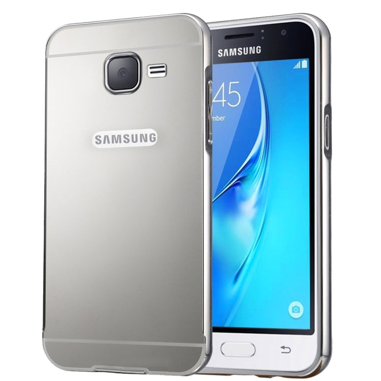 For Galaxy J1 Mini / J105 Fashionable Electroplating PC Push Pull Back Shell Cover + Metal Bumper Frame