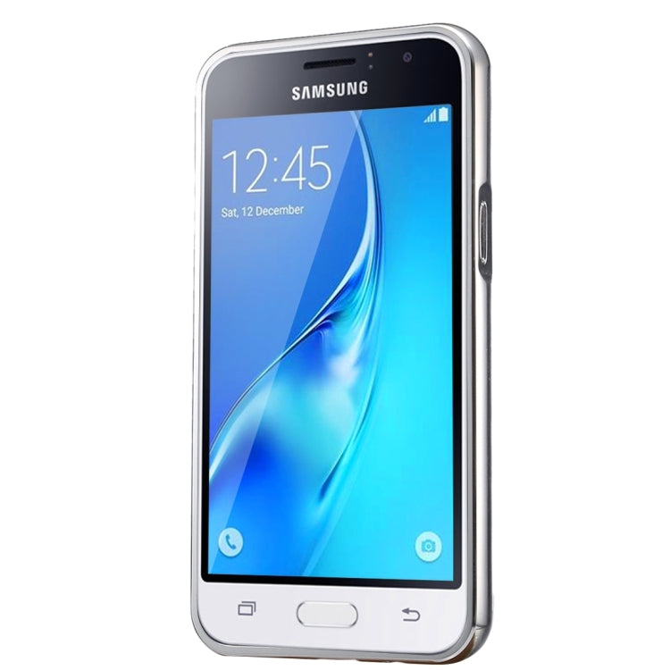 For Galaxy J1 Mini / J105 Fashionable Electroplating PC Push Pull Back Shell Cover + Metal Bumper Frame