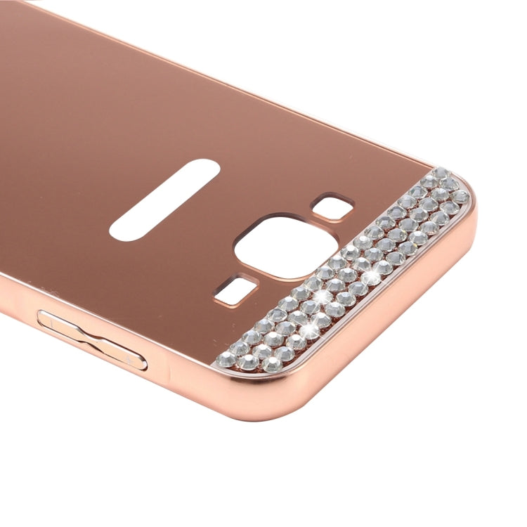 For Galaxy J1 (2016) / J120 Fashionable Diamond Encrusted Electroplating PC Push Pull Back Shell Cover + Metal Bumper Frame