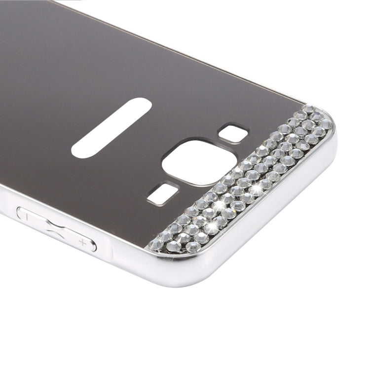 For Galaxy J1 (2016) / J120 Fashionable Diamond Encrusted Electroplating PC Push Pull Back Shell Cover + Metal Bumper Frame