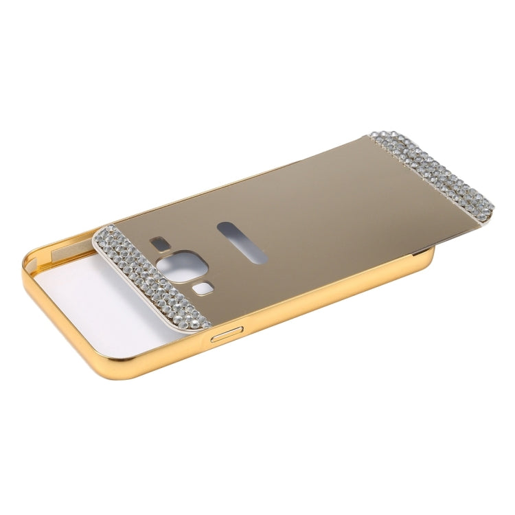 For Galaxy J5 (2016) / J510 Fashionable Diamond Encrusted Electroplating PC Push Pull Back Shell Cover + Metal Bumper Frame