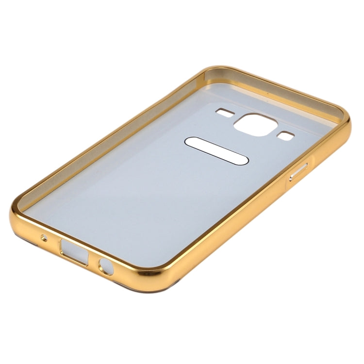 For Galaxy J5 (2016) / J510 Fashionable Diamond Encrusted Electroplating PC Push Pull Back Shell Cover + Metal Bumper Frame