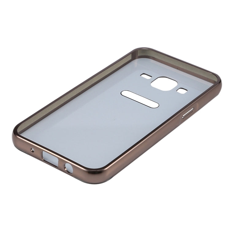 For Galaxy J7 (2016) / J710 Fashionable Diamond Encrusted Electroplating PC Push Pull Back Shell Cover + Metal Bumper Frame