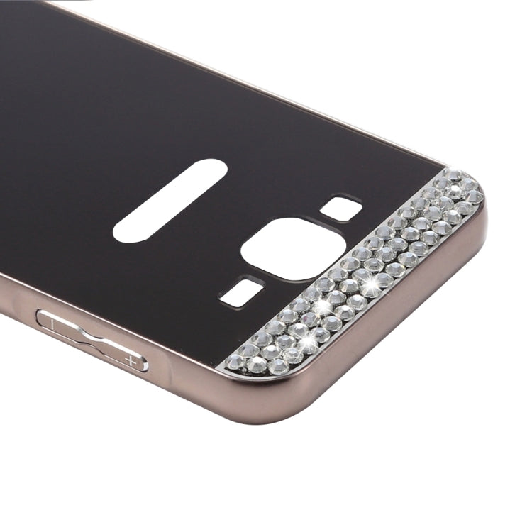 For Galaxy J7 (2016) / J710 Fashionable Diamond Encrusted Electroplating PC Push Pull Back Shell Cover + Metal Bumper Frame