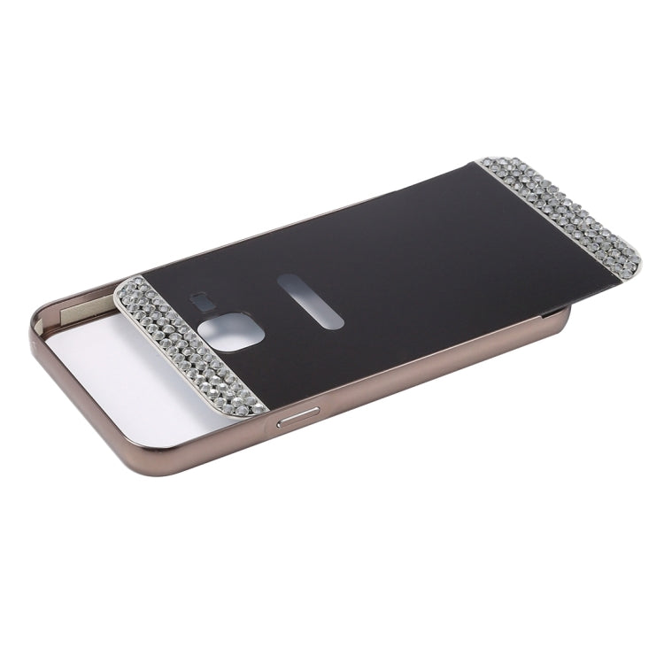 For Galaxy J1 Mini / J105 Fashionable Diamond Encrusted Electroplating PC Push Pull Back Shell Cover + Metal Bumper Frame