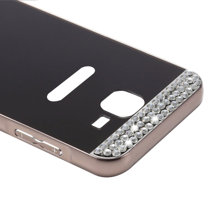 For Galaxy J1 Mini / J105 Fashionable Diamond Encrusted Electroplating PC Push Pull Back Shell Cover + Metal Bumper Frame