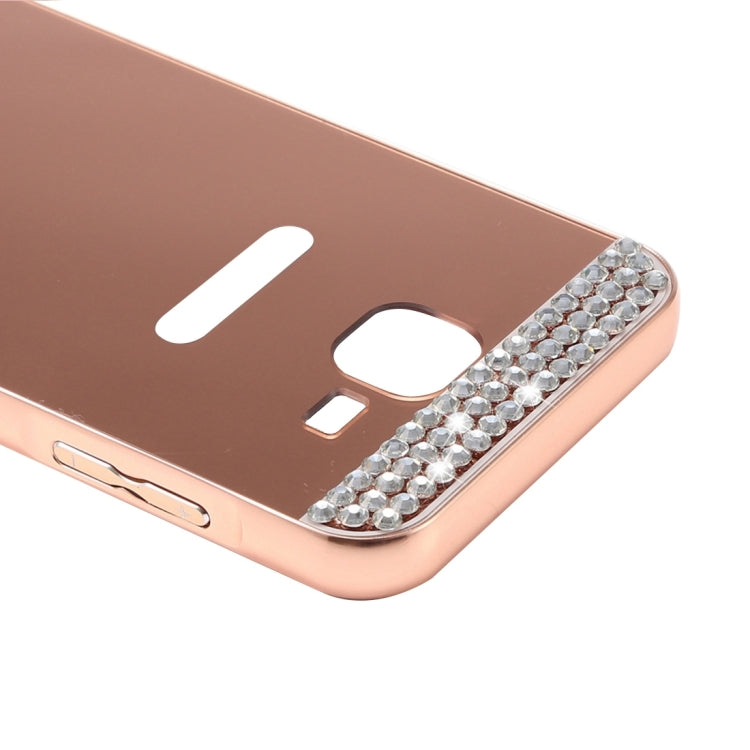 For Galaxy J1 Mini / J105 Fashionable Diamond Encrusted Electroplating PC Push Pull Back Shell Cover + Metal Bumper Frame