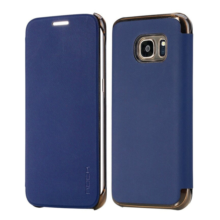 Rock Venna Series for Galaxy S7 / G930 Concise Style Horizontal Flip Leather Case(Blue)