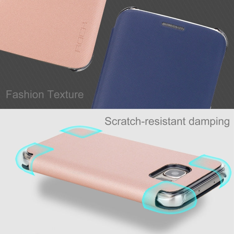 Rock Venna Series for Galaxy S7 Edge / G935 Concise Style Horizontal Flip Leather Case(Blue)