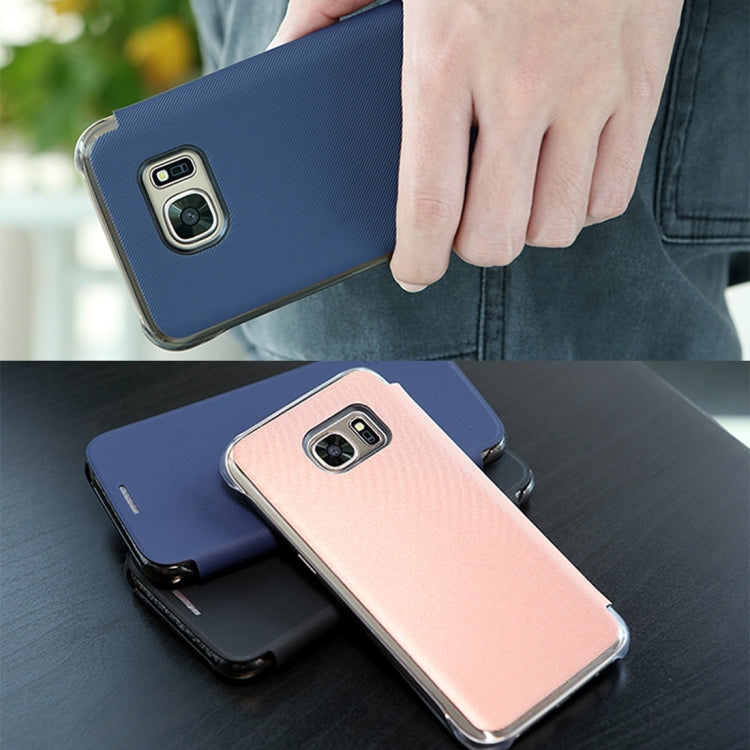 Rock Venna Series for Galaxy S7 Edge / G935 Concise Style Horizontal Flip Leather Case(Blue)