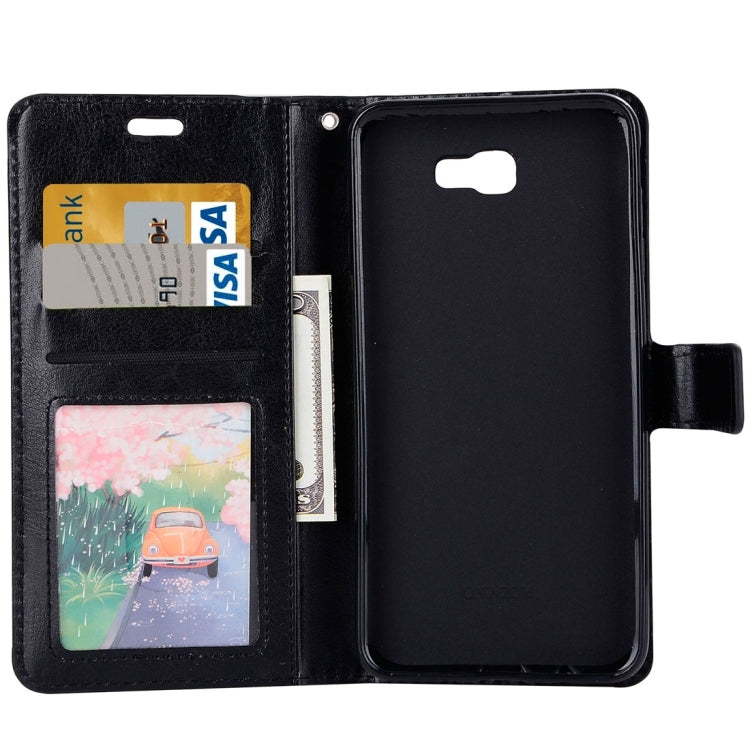 For Galaxy J5 Prime Crazy Horse Texture Horizontal Flip Leather Protective Case with Holder & Card Slots & Wallet & Lanyard & Photo Frame