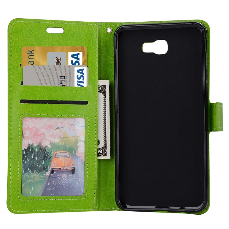 For Galaxy J5 Prime Crazy Horse Texture Horizontal Flip Leather Protective Case with Holder & Card Slots & Wallet & Lanyard & Photo Frame