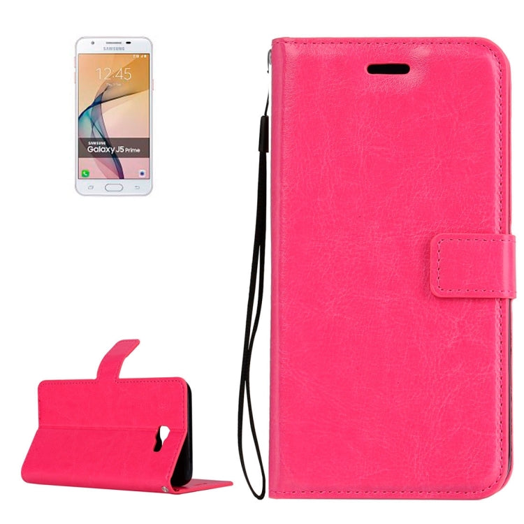 For Galaxy J5 Prime Crazy Horse Texture Horizontal Flip Leather Protective Case with Holder & Card Slots & Wallet & Lanyard & Photo Frame
