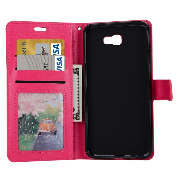 For Galaxy J5 Prime Crazy Horse Texture Horizontal Flip Leather Protective Case with Holder & Card Slots & Wallet & Lanyard & Photo Frame