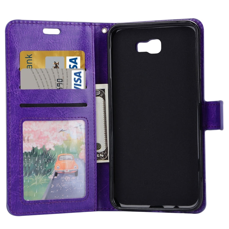 For Galaxy J5 Prime Crazy Horse Texture Horizontal Flip Leather Protective Case with Holder & Card Slots & Wallet & Lanyard & Photo Frame