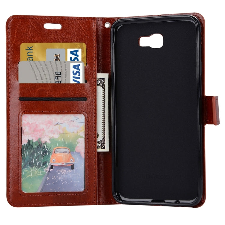 For Galaxy J5 Prime Crazy Horse Texture Horizontal Flip Leather Protective Case with Holder & Card Slots & Wallet & Lanyard & Photo Frame
